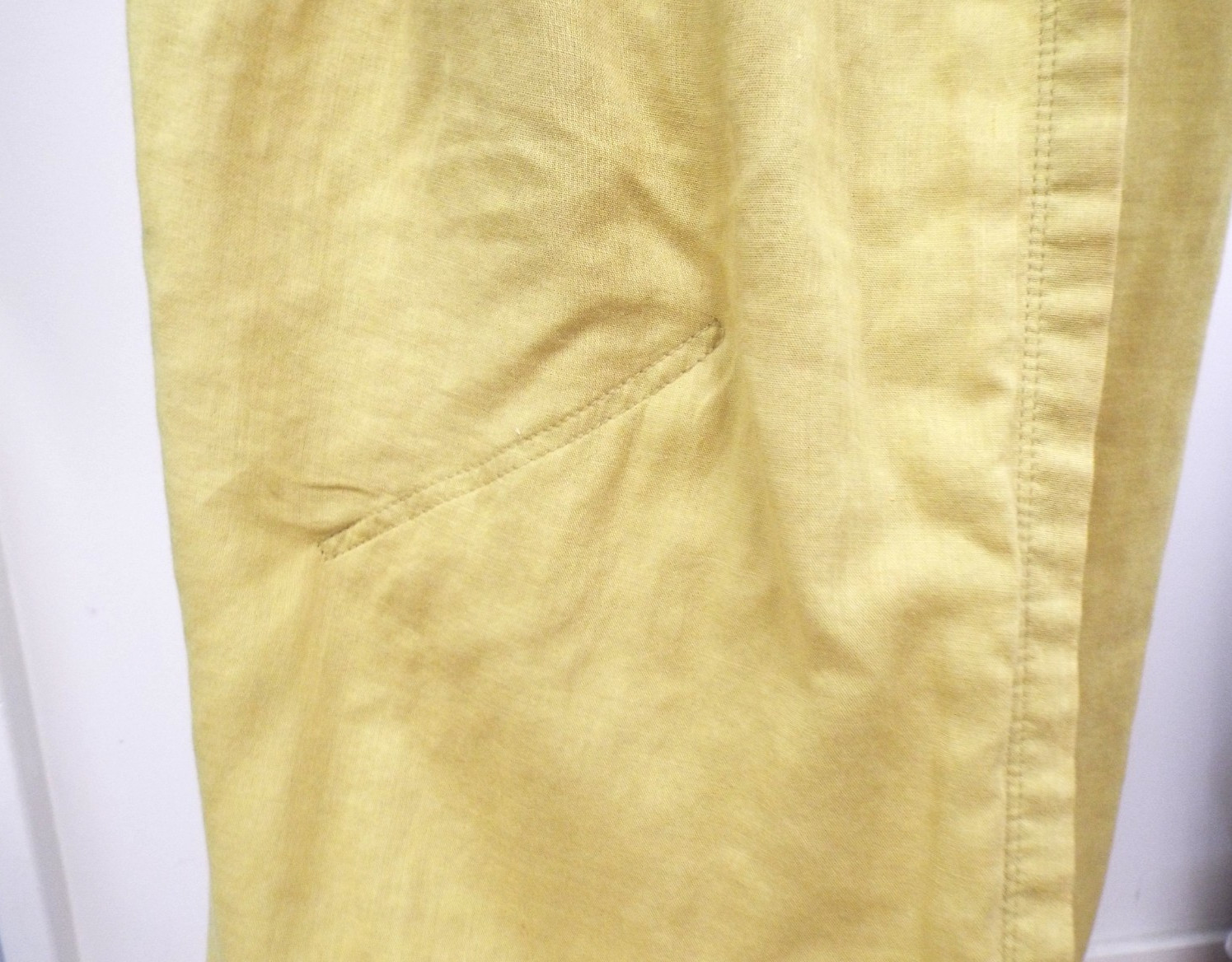 VTG 1980s Issey Miyake Yellow Cotton Asymmetrical Skirt MEDIUM Brush Label Slits