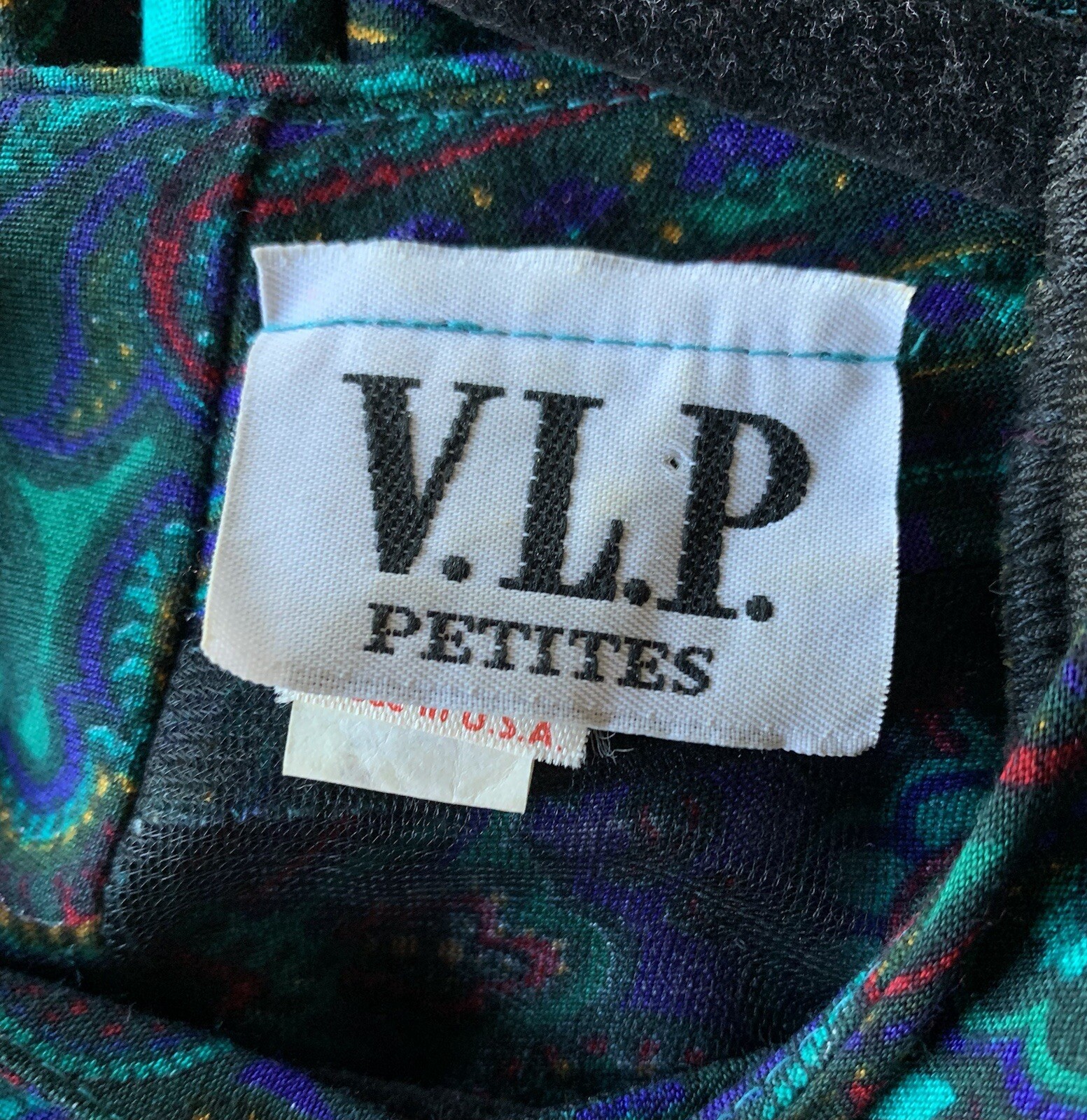 VLP Petites Sheath Blouson Dress Women’s 14 Paisley Union Made Vintage 80s