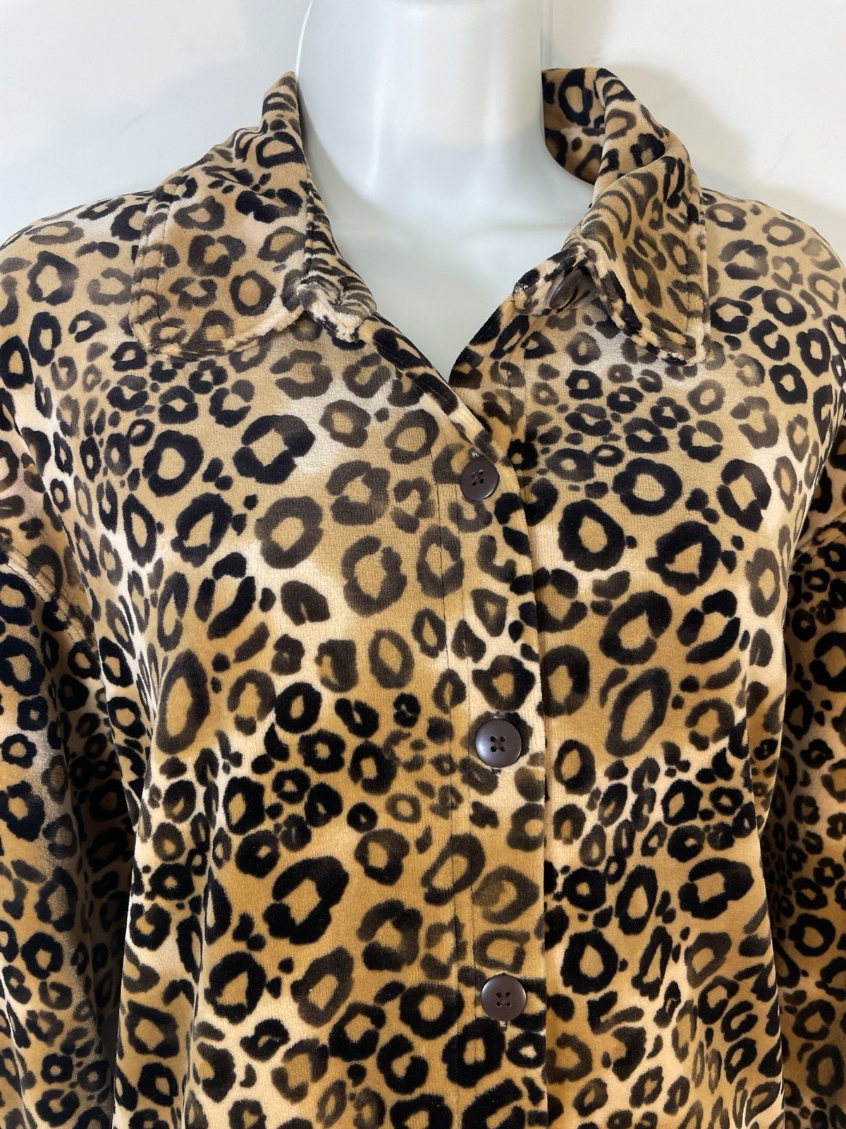 Vtg Velour Cheetah Shirt sweater Animal Print Bechamel XL Button shirt top jacke