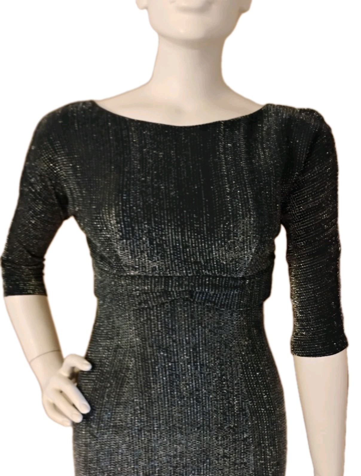 VTG 1950’s „that Wilroy LOOK” Black & Silver Metallic Wiggle Cocktail Dress