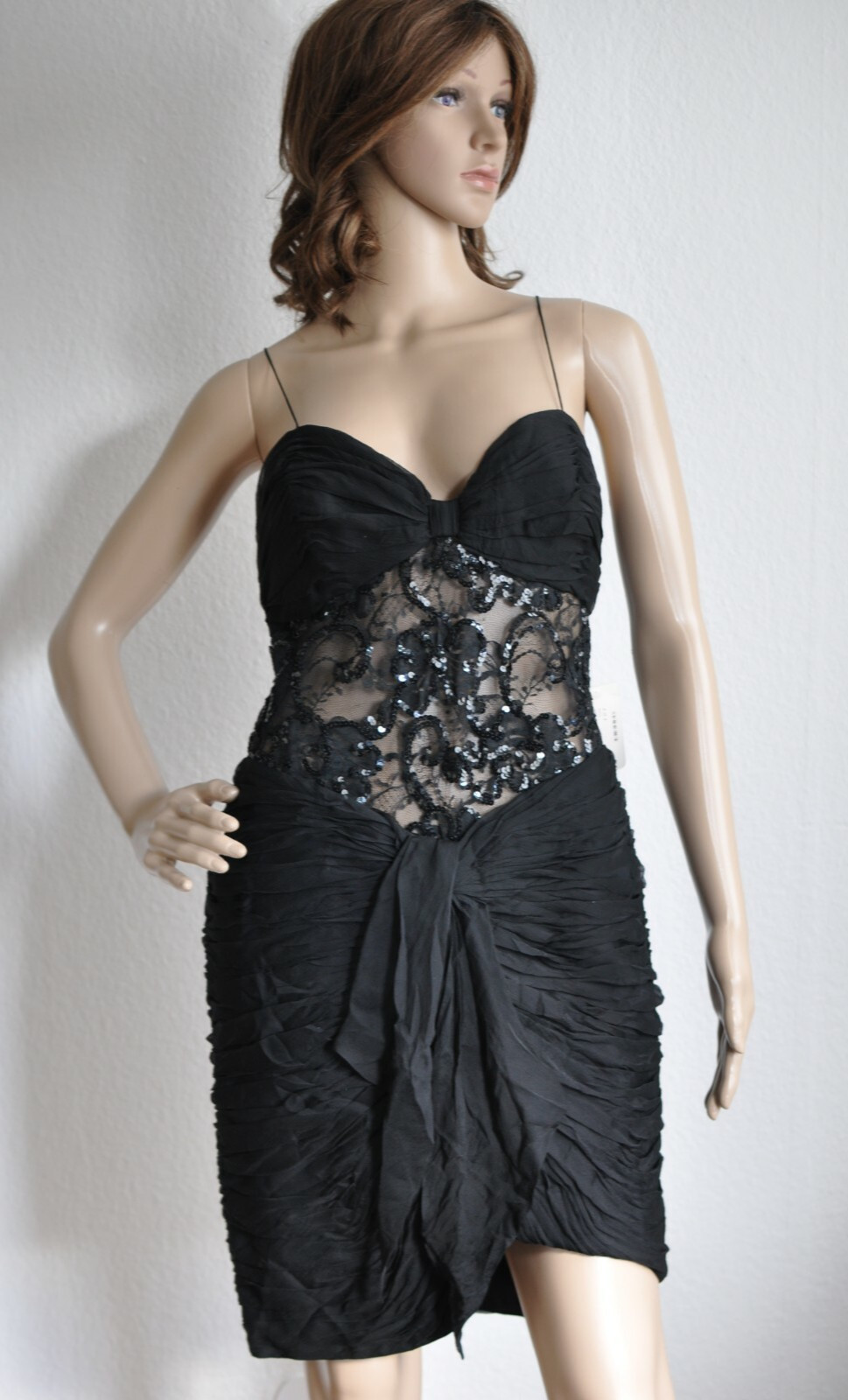 Bellville Sassoon Mullany Vintage Evening Gown Party Cocktail Dress Lace Silk 40