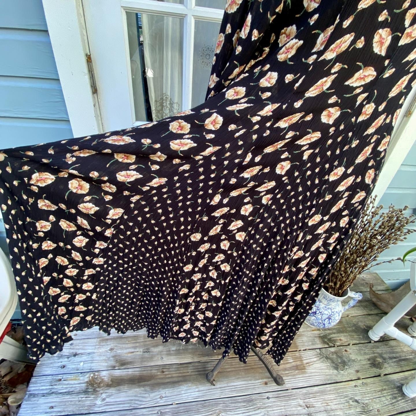 Vintage STARINA Grunge Revival Floral Black Dress Witch Whimsigoth Cottagecore S