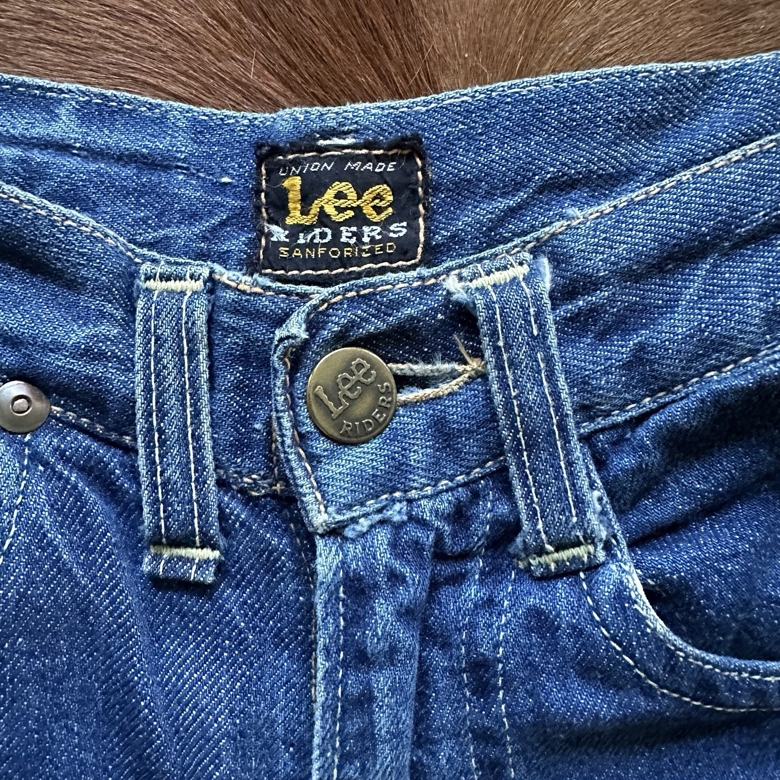 Vintage 1950s Lee Riders Ladies High Waisted Selvedge Denim 22 23 Waist