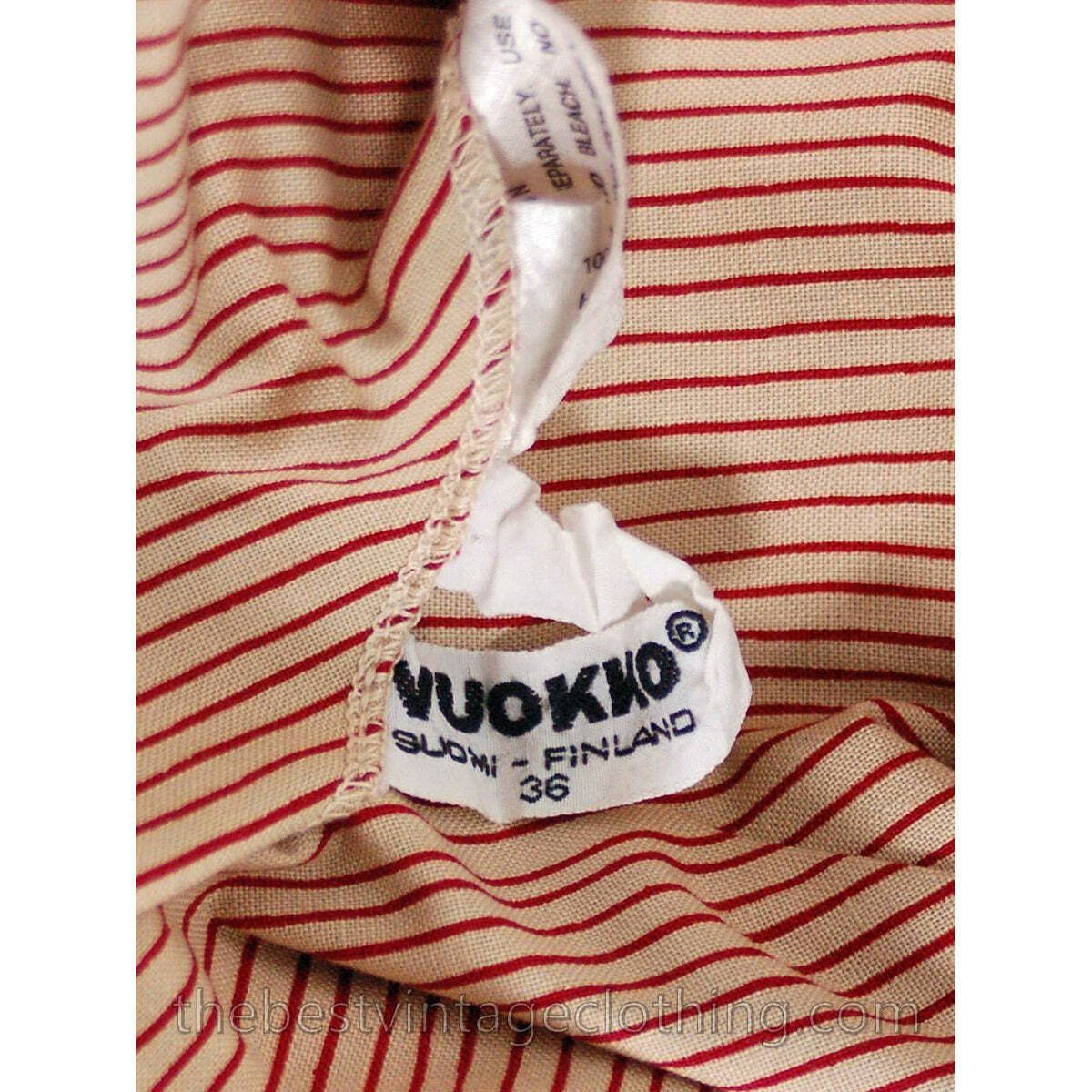 Vintage 1970s Scandinavian Designer Vuokko Red Stripes Cotton Tent Maxi 36/S