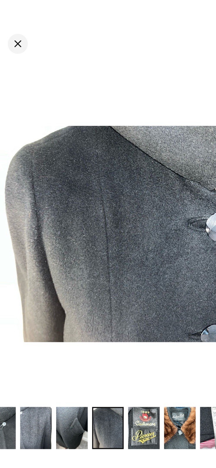 Hudson-Belk 100% RETRO Cashmere Vintage Fur Shawl Collar Coat JACKET Black M