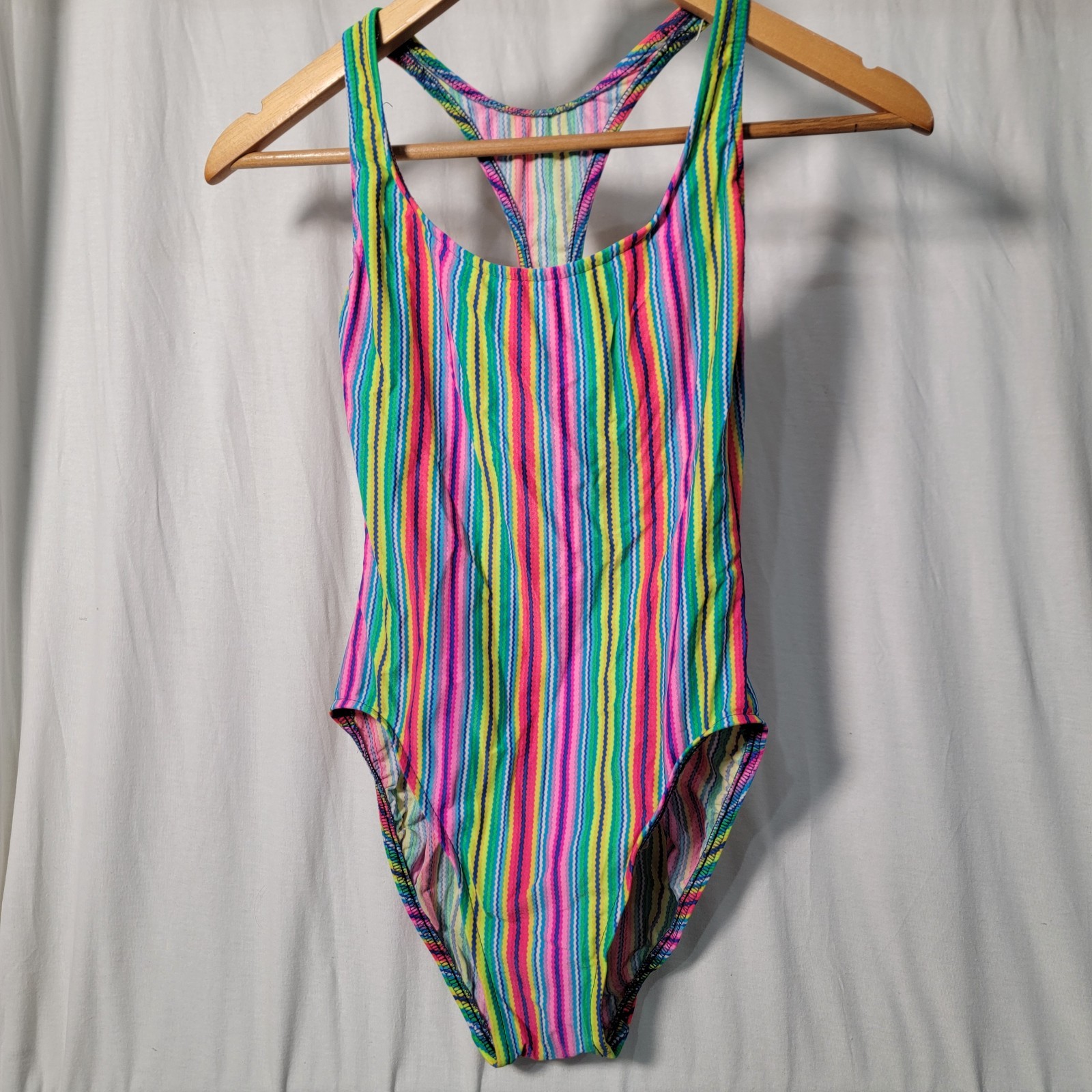 Vintage 80s SUNRAYS Neon Hi Cut One Piece Good Elastic Glow Party READ!