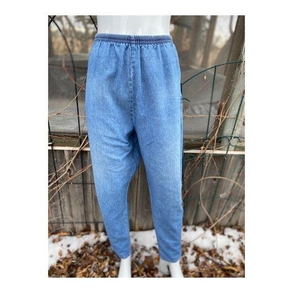 Vintage High Waist Jeans Straight Leg Stretch Band Sz 40