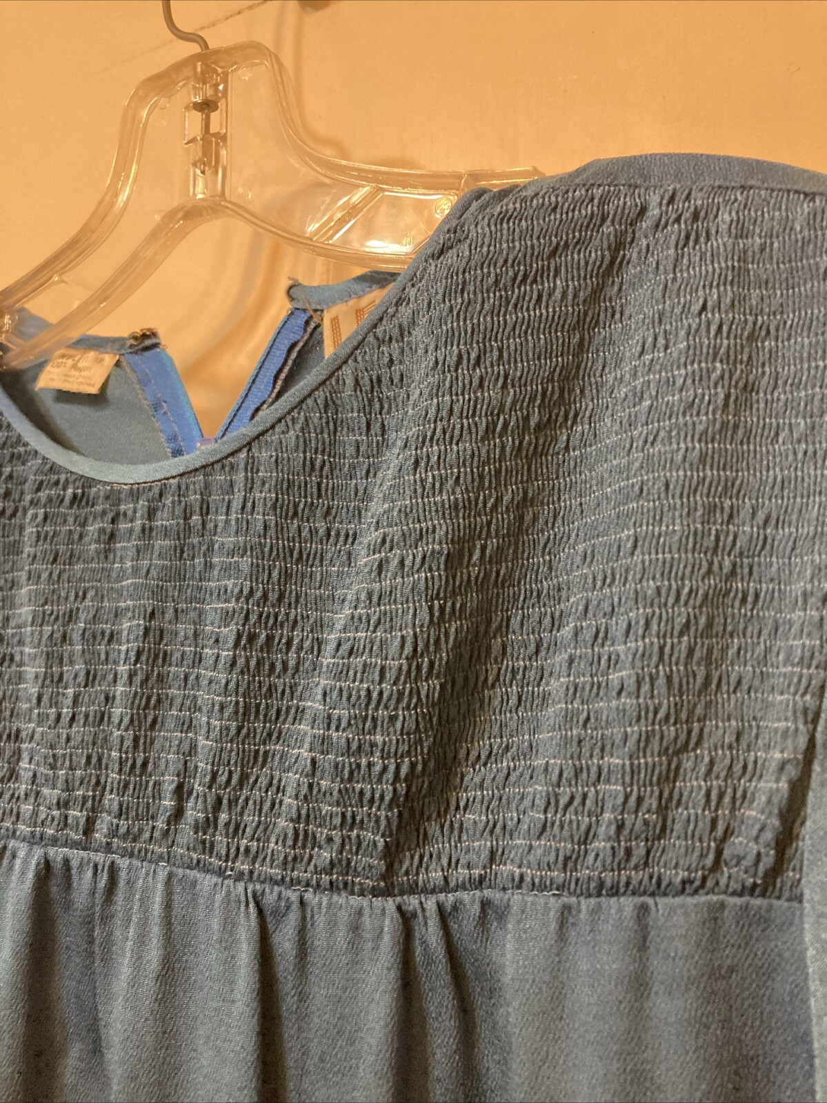 LF Petite Vintage Teal Rayon Dress Puff Sleeve 70s Women’s 14