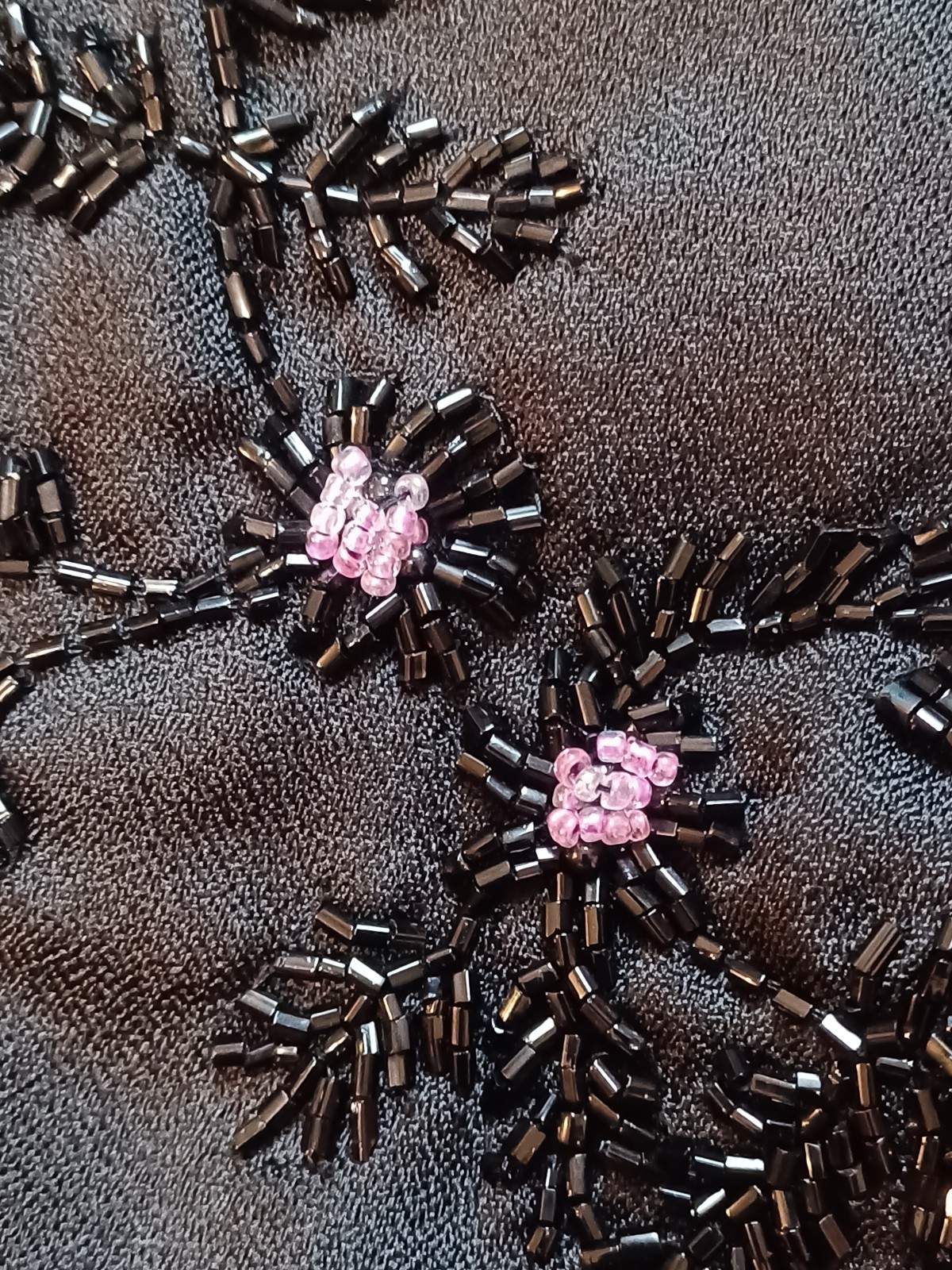 Vintage 1980s Sara Morgan for Halbrand Black Pink Beaded Office Witch Jacket