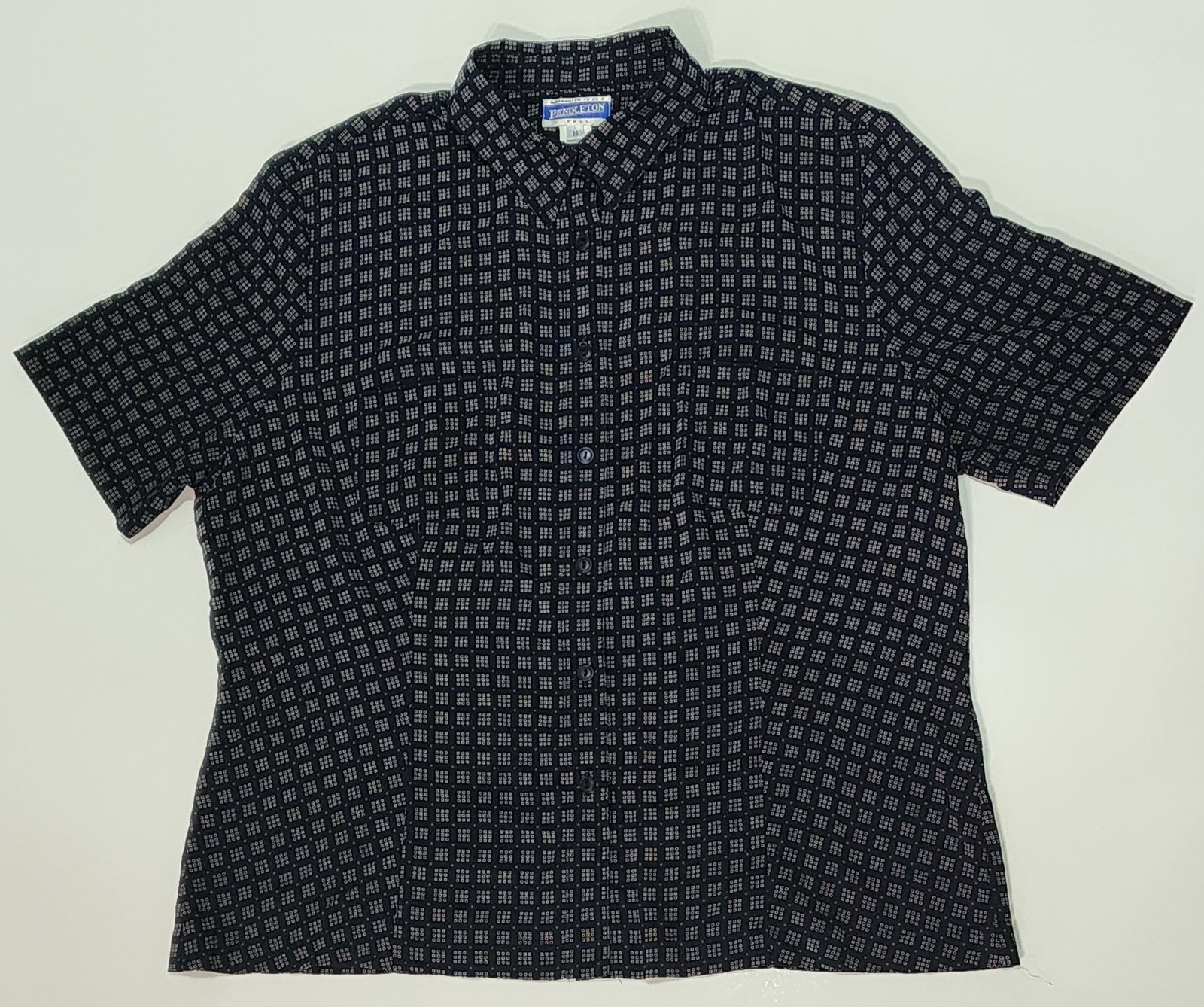 Pendleton Tall Women’s Button Up Short Sleeve Shirt Geometric Pattern Size 14