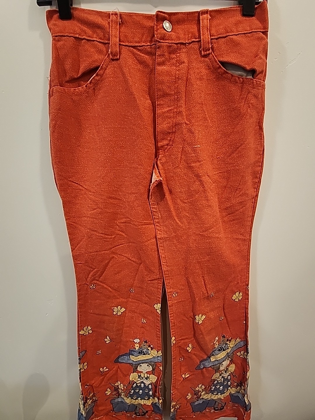 sears 70’s bell bottom pants orange petticoats pantaloons girls 14 26 w jeans