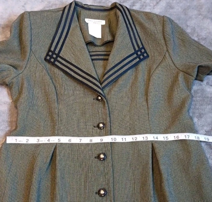 Academia Olive Green Button-Down Maxi Dress Edwardian Victorian Vintage 12P
