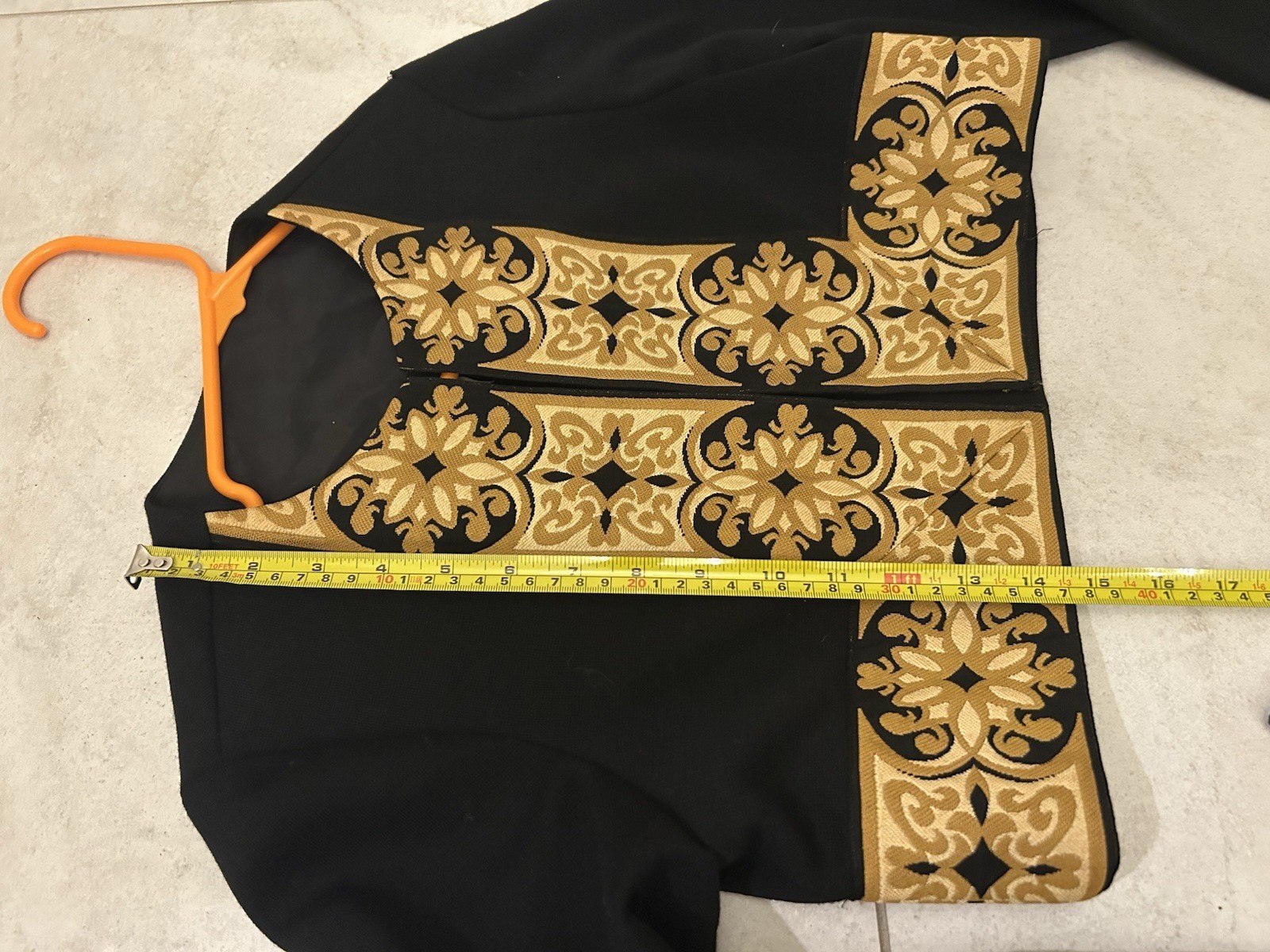Vintage 80s Black Gold Embroidered Cropped Bolero Jacket Size 8 Womens Mariachi
