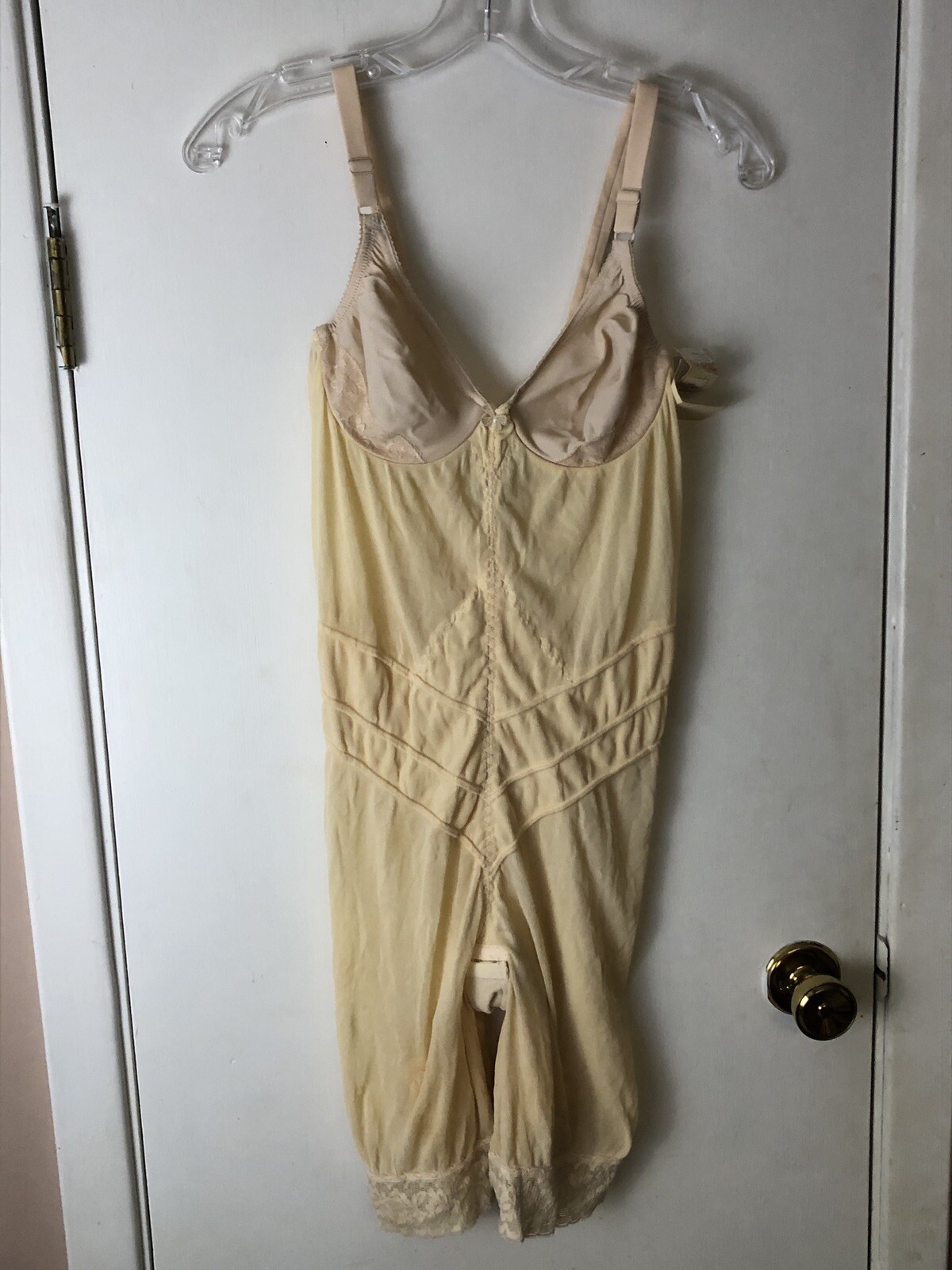 Vtg Young Smoothie lingerie steampunk 34B Bra long girdle garter 1 pc corset 70s