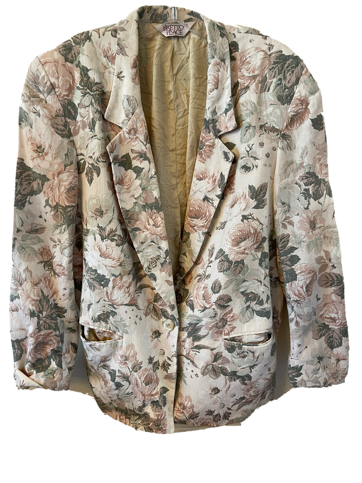 Vintage 90’s floral neutral blazer jacket PRETTY IN PINK 12 M Cottagecore Grand