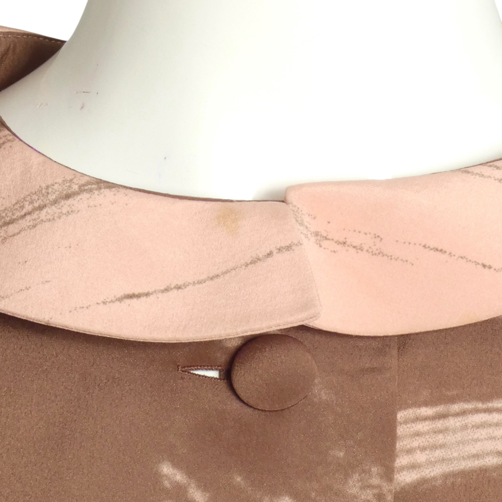 PIERRE CARDIN – 1970s Multi Color Brown Silk Blouse, Size 6