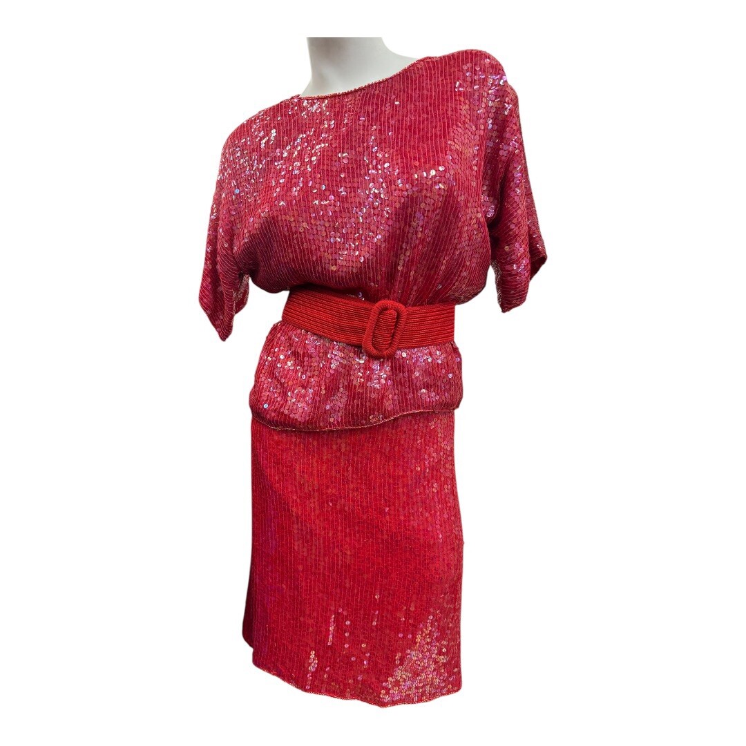 VTG Candlelight by Jainson’s International 100% Silk Red Dress 80s Glam Size M
