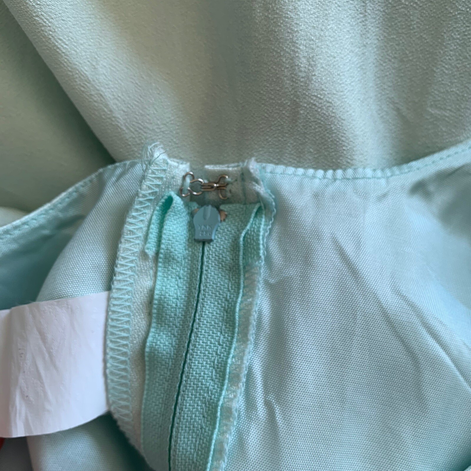 Vintage Dress ILGWU Medium Mint Green Full Length Sleeveless Gown With Slit