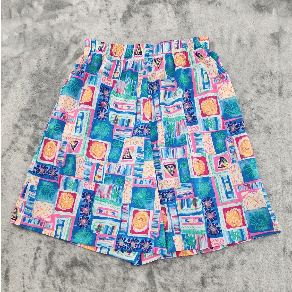Vintage Cricket Lane Shorts Womens S Multicolor Funky Geometric Pull On Baggy