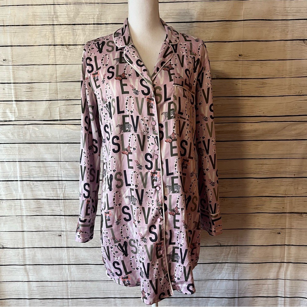 RARE Victoria’s Secret Pink and Black LOVE Letter Print Sleep Shirt