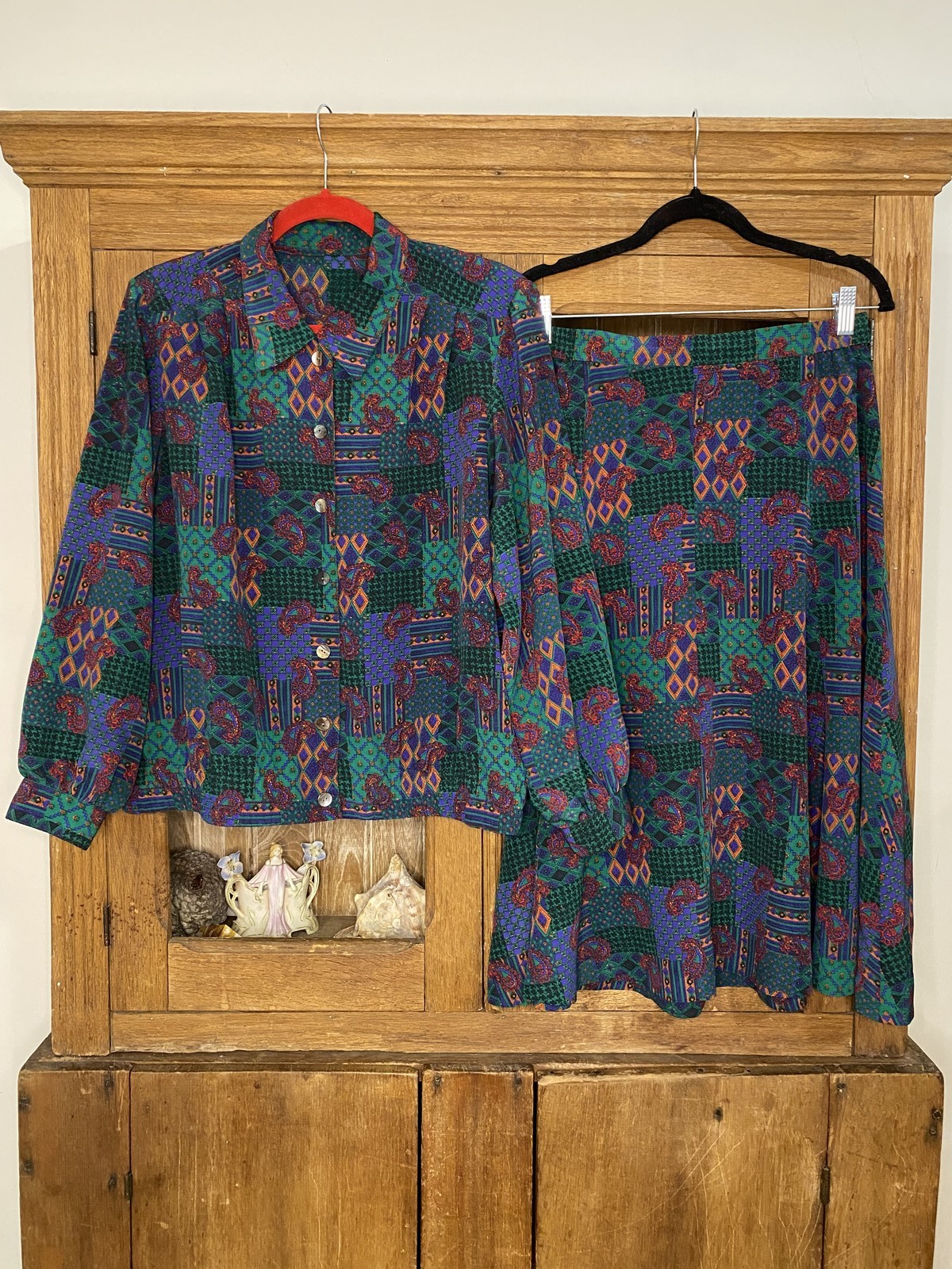 Vintage Green Mix-Print Matching Set Size S