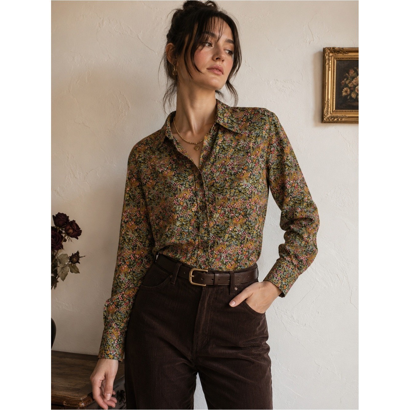 Vintage 70s Novelty Floral Gazebo PrintEuropean Vintage Floral Button Up Top XS