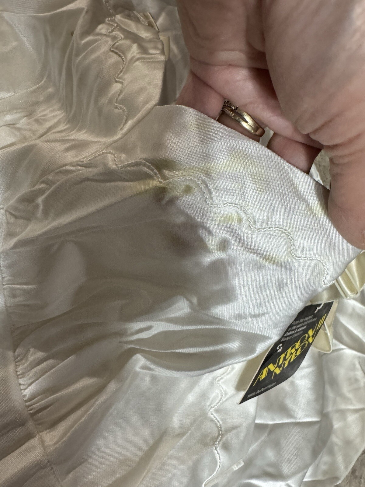 VINTAGE MISTRA FULL SLIP. SIZE 36. WHITE. TLC SPOTS