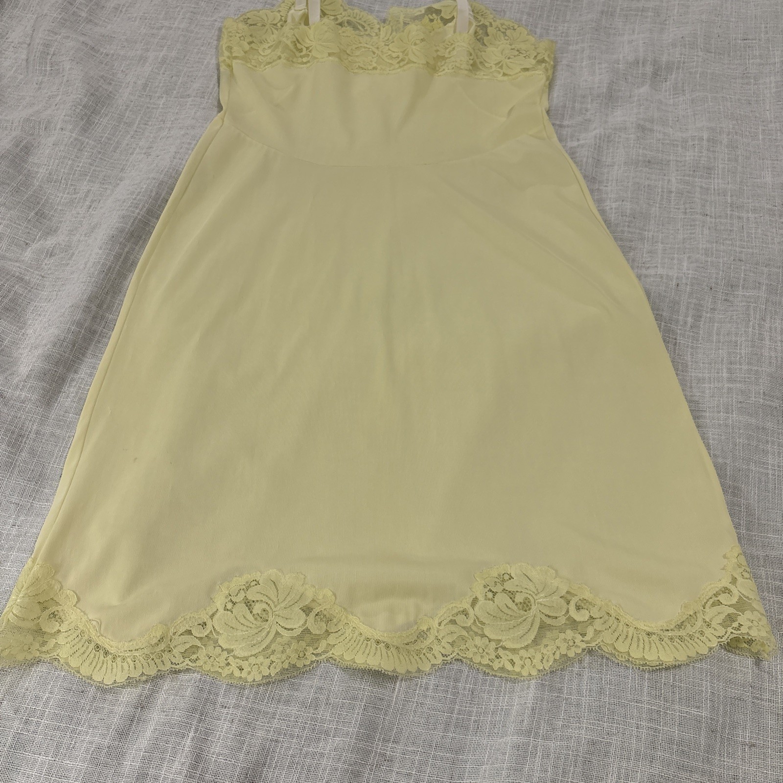 Vintage Sears Nylon Lace Full Slip Yellow Size 34 Dainty