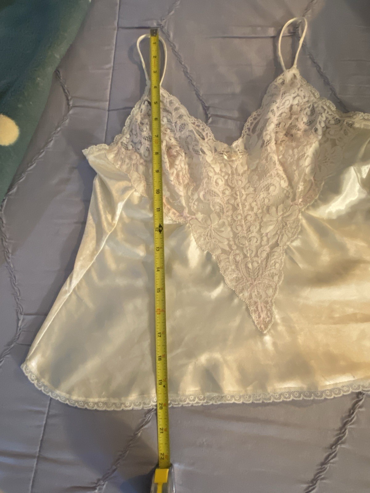 Vintage Olga Pink & Ivory Lace Bodice Cami Lingerie Top Slip Size 34