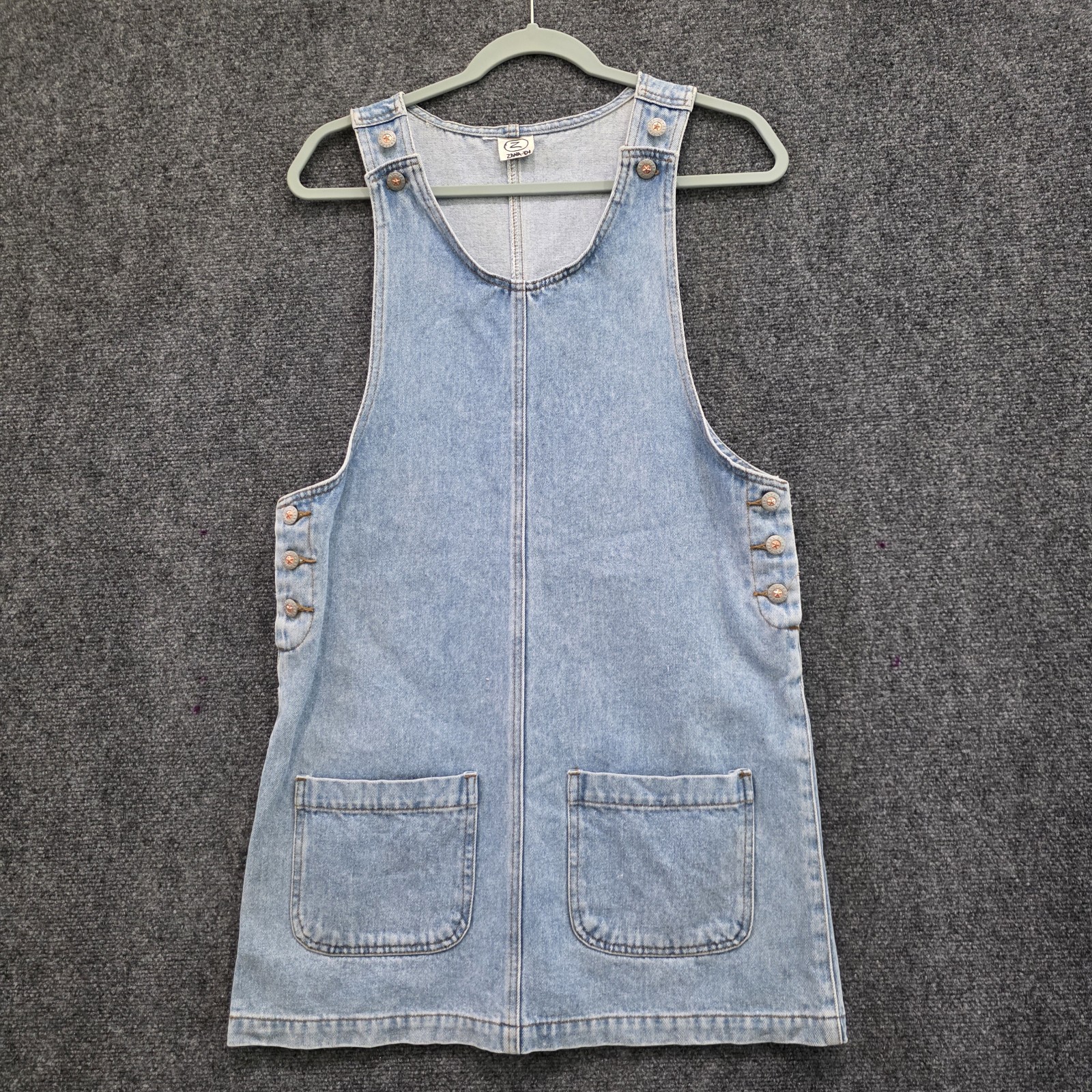 Vintage Zana-Di Denim Jumper Dress Womens Light Wash Pinafore 90s Grunge Small