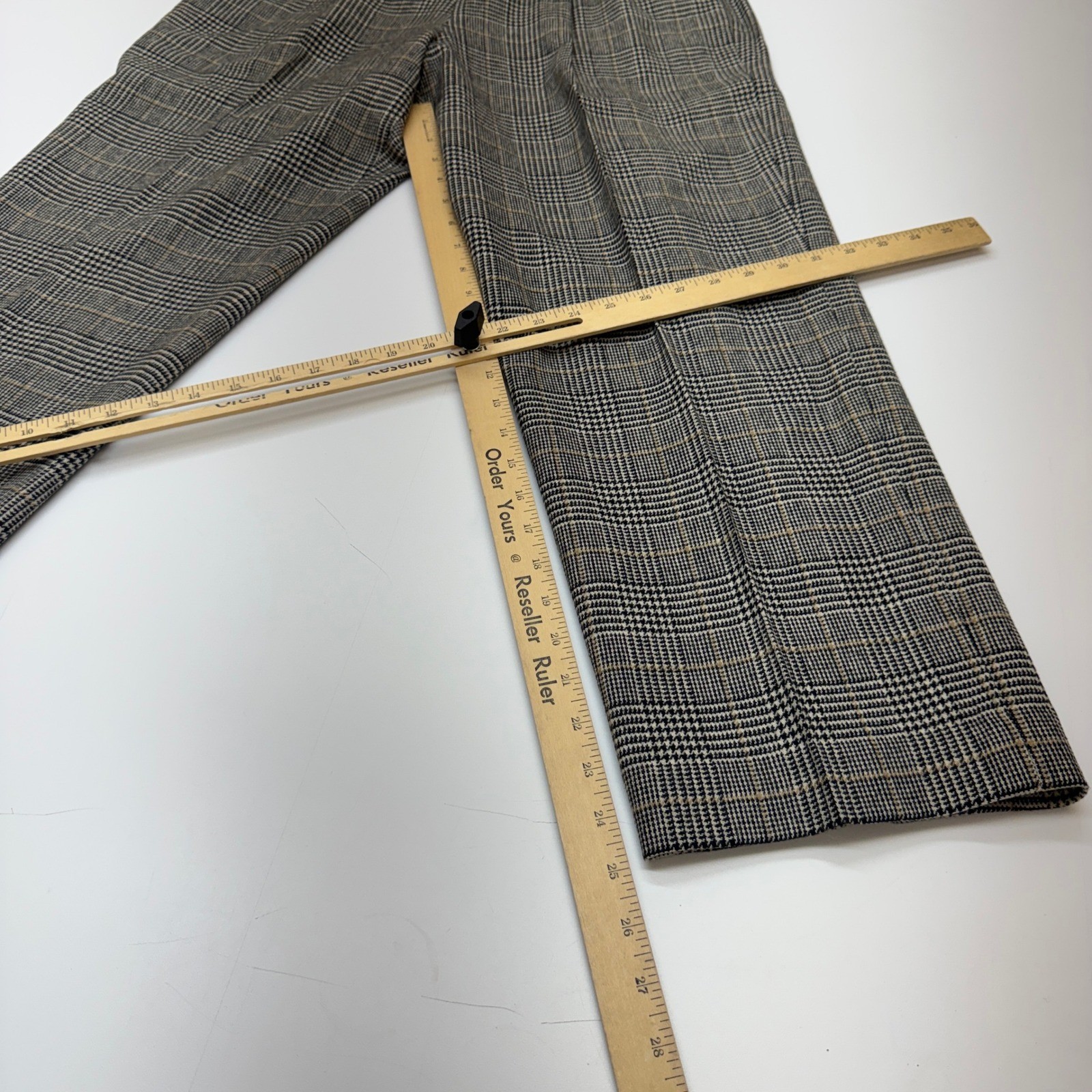 Vintage Glen Plaid Wool Trousers Women 14 Gray Dark Academia Preppy Office