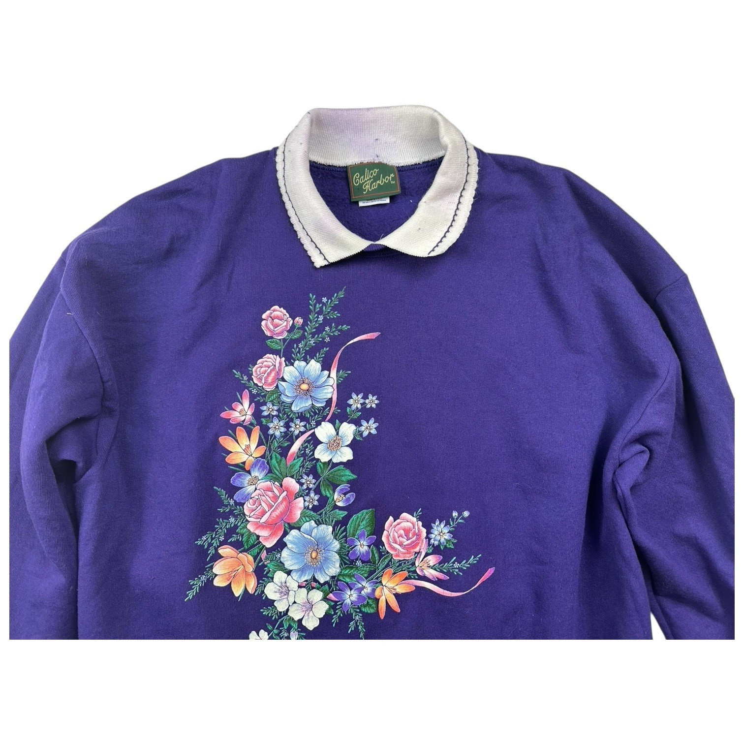 Vintage sweatshirt purple XL grandma core granny oversized cottage floral 90s
