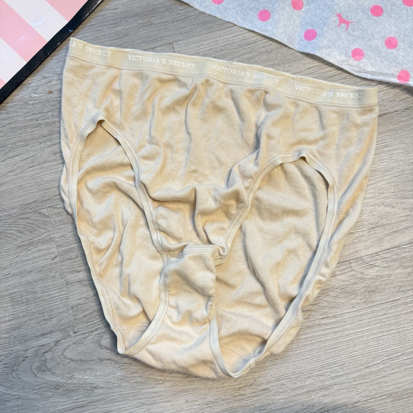 True Vintage Y2k Victoria’s Secret Hi Leg Brief Panty SmoothSz XL Beige