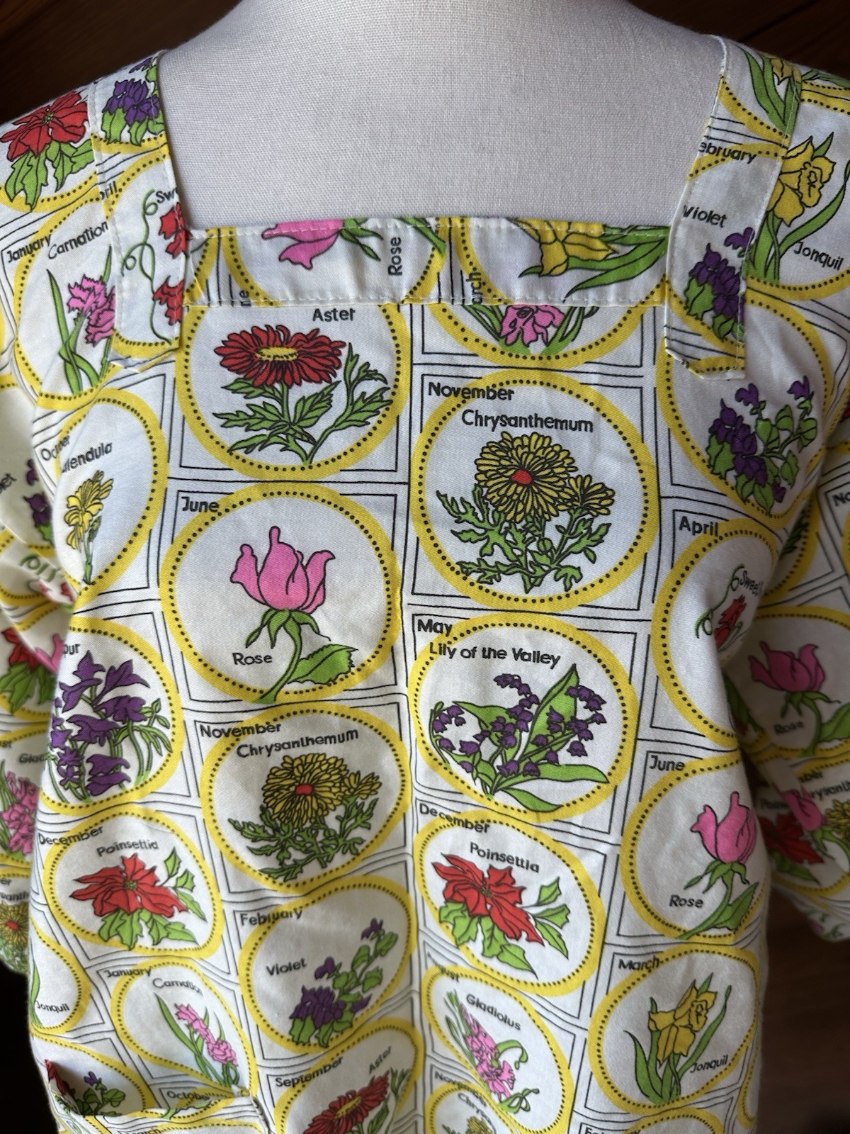 Vtg Design House Japan 70s Mod Artist Smock Apron Hippie Seed Packets Print