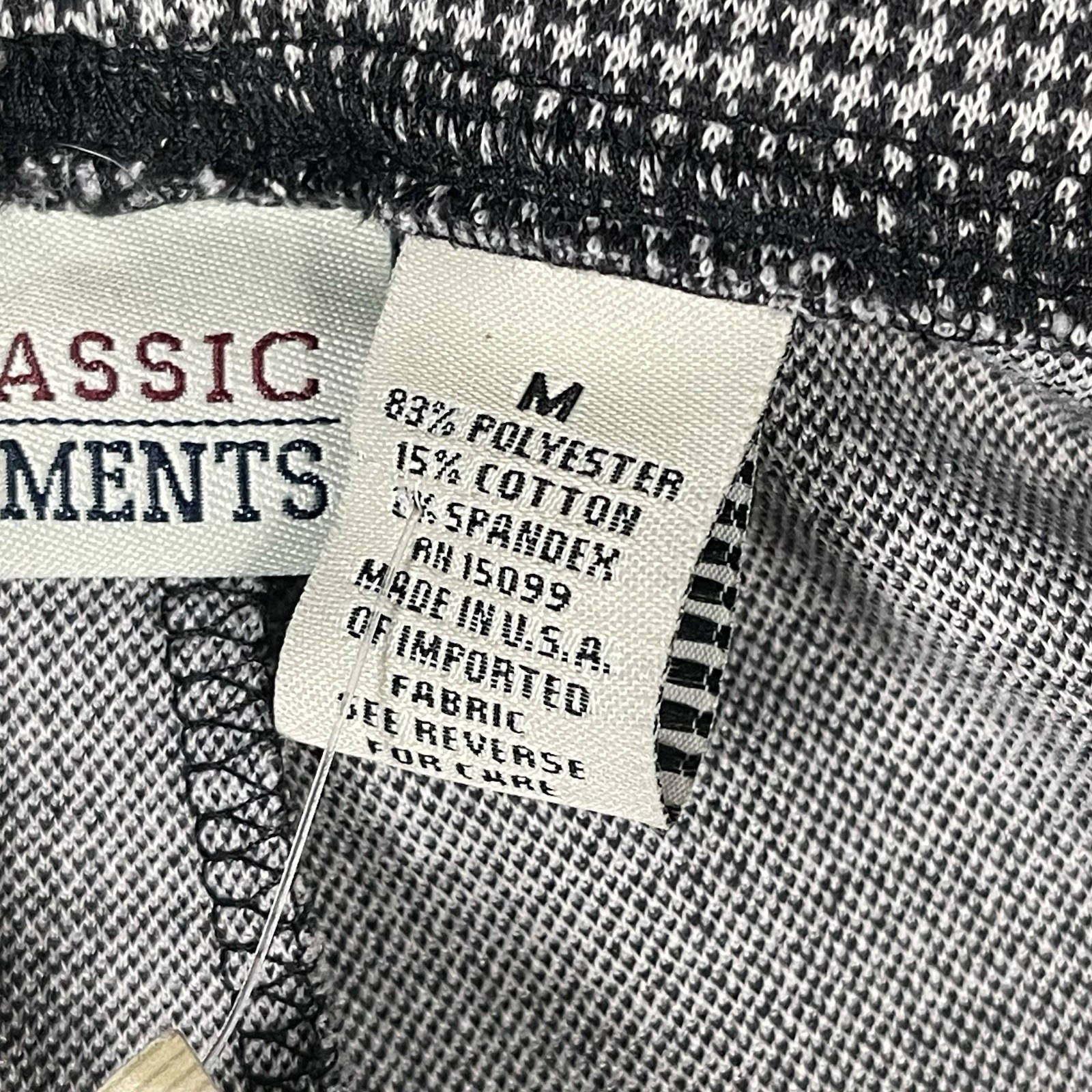Vtg Sear Classic Elements Womens Pants Black Gray Check Medium USA Made NWT