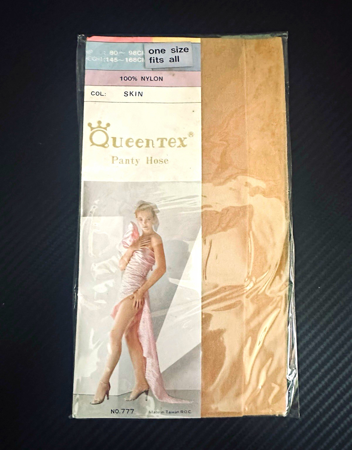 Vintage QueenTex Panty Hose Skin One Size Fits All 100% Nylon NOS Taiwan