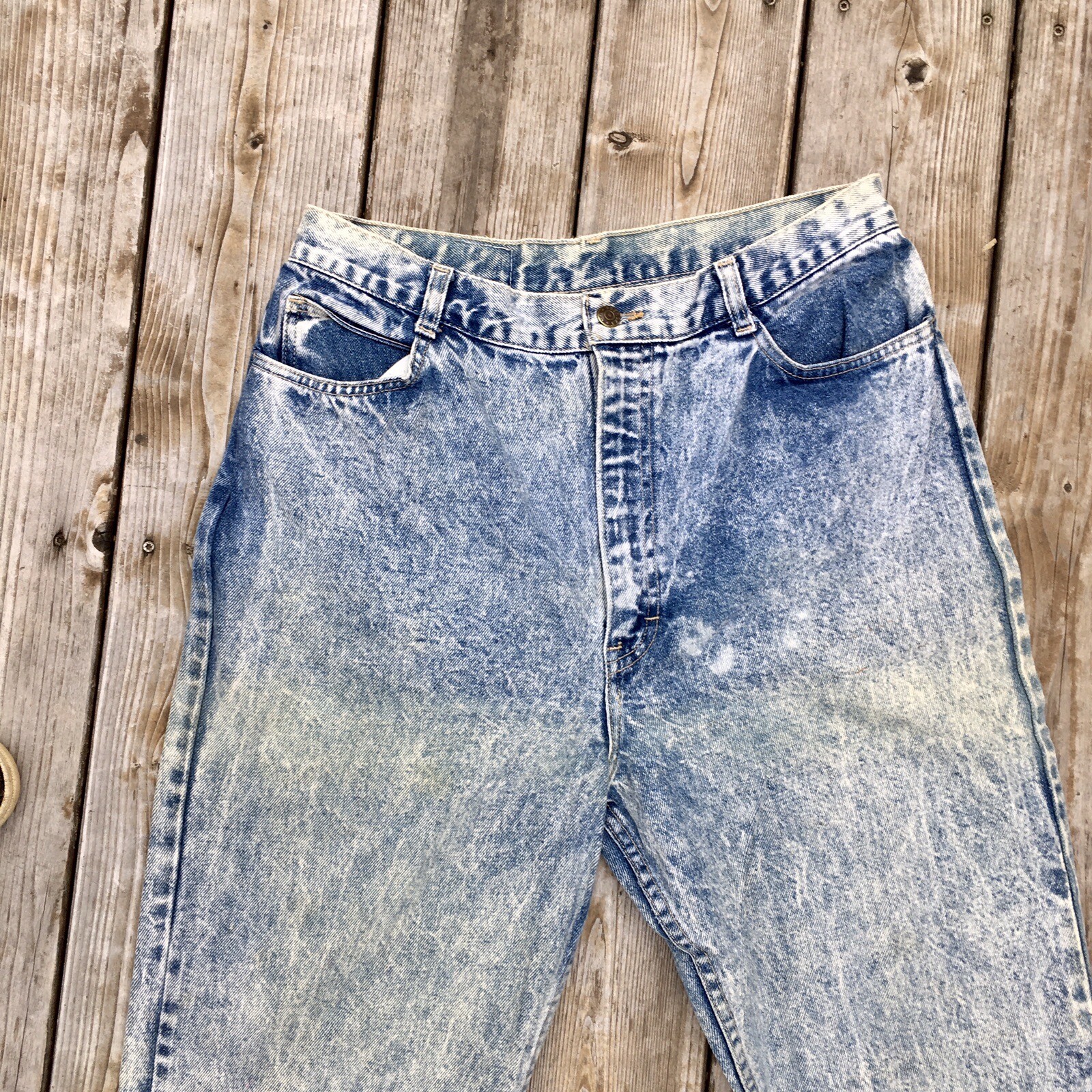 VINTAGE No Excuses Jeans Gear Blue High Waisted Acid Wash Distressed 32 X 28