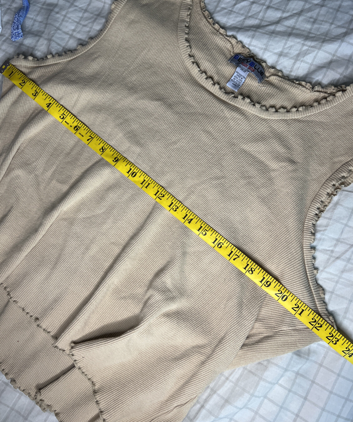 Betty Blue Vintage Crop Top Ruffle Edge Plus 26/28 Made in Hong Kong 1980s
