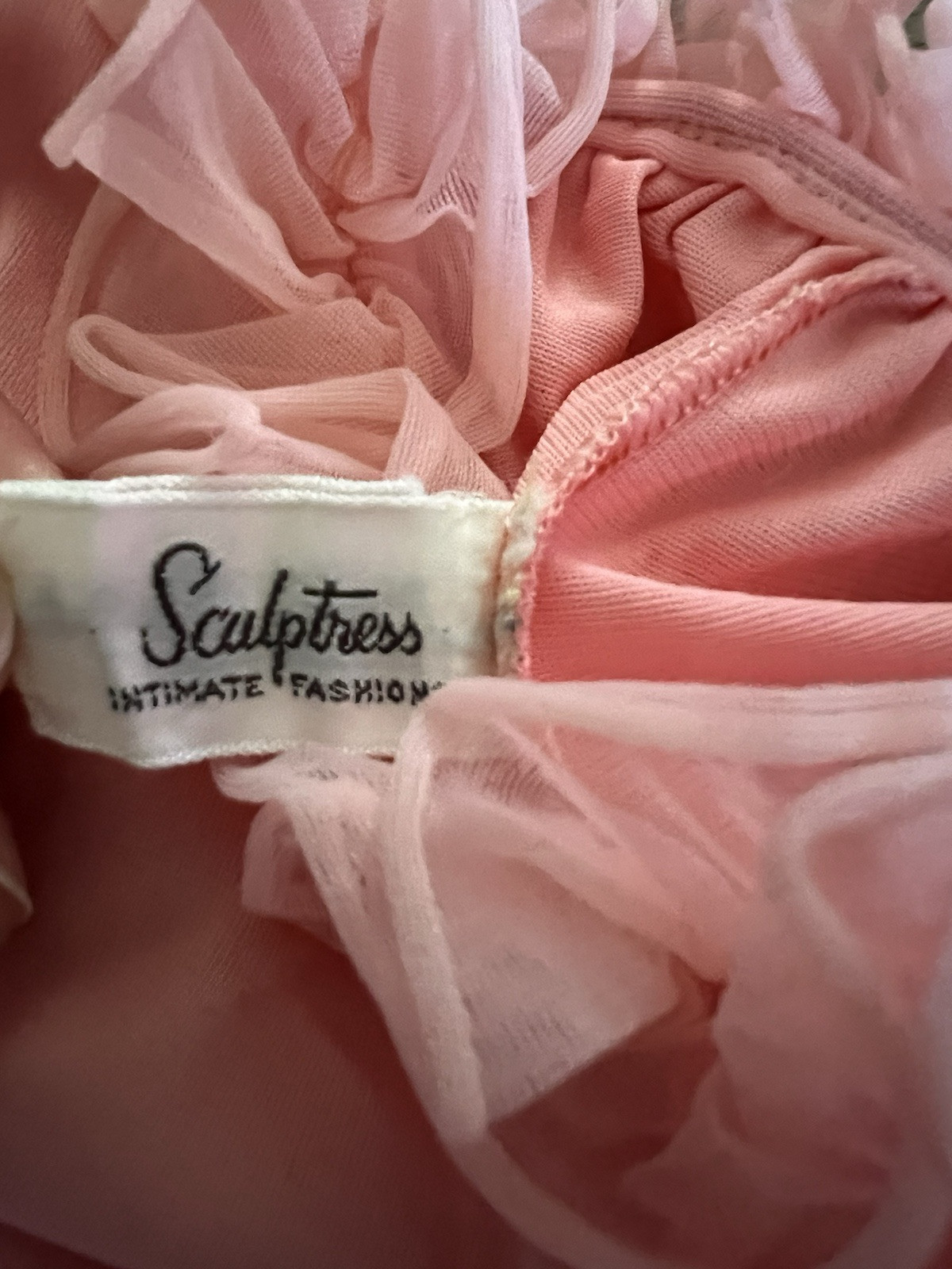 VTG Babydoll Ruffles Nightgown Lingerie Rare Pink Sculptress Intimate Fashions