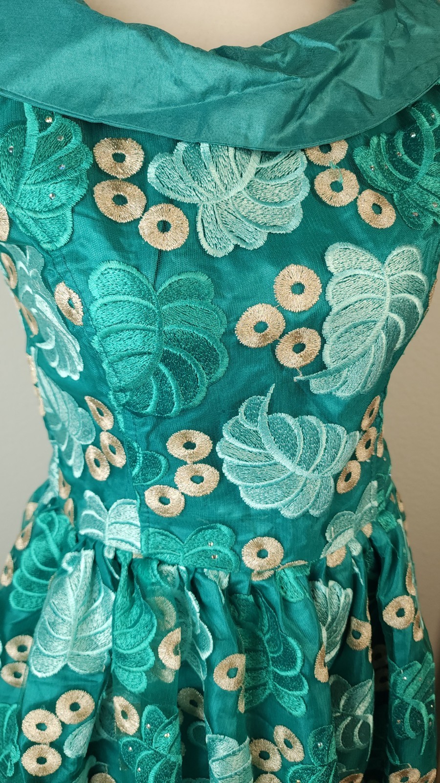 Vintage 1960s Tiki Lounge Cocktail Dress Handmade Hawaiian Resortwear Teal