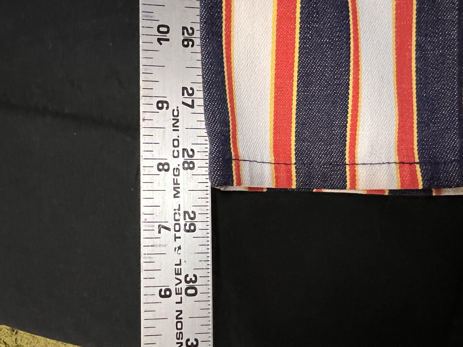 Vintage 70s Handmade Pants Black Orange & White Stripes 28×28.5