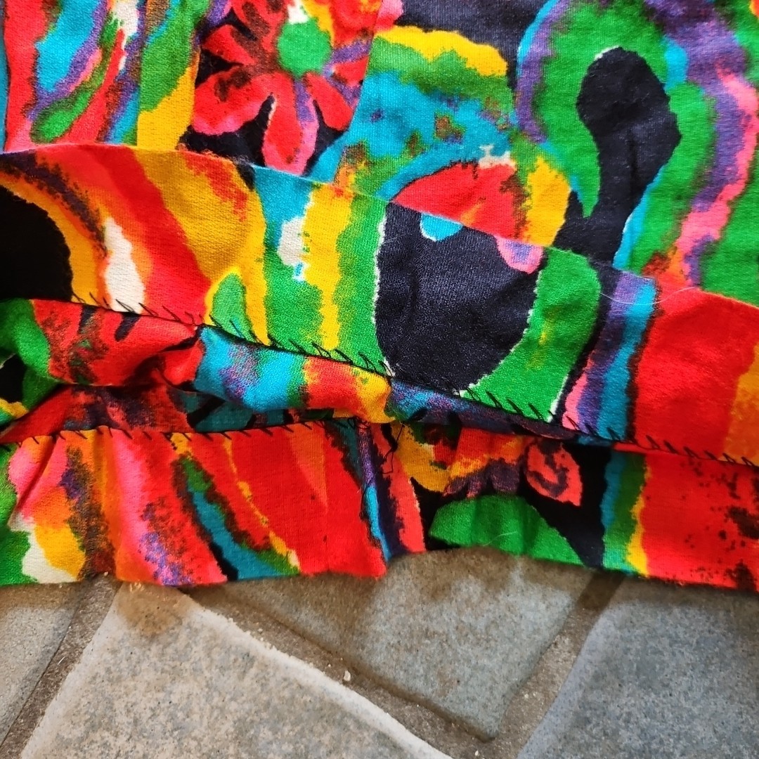 Vtg 60s Hawaiian Puritan Forever Young Psychedelic Maxi Dress w Sheer Sleeve M/L