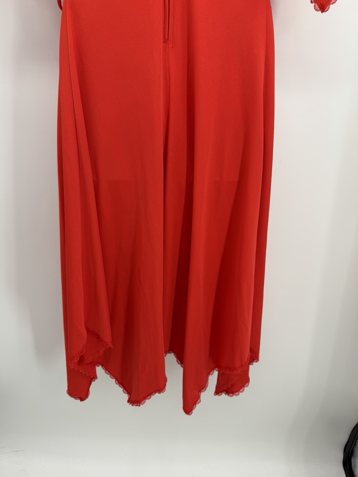 Vtg 1970s Jody T of California Dress Lace Flowy Boho Orange Empire Waist Size 5