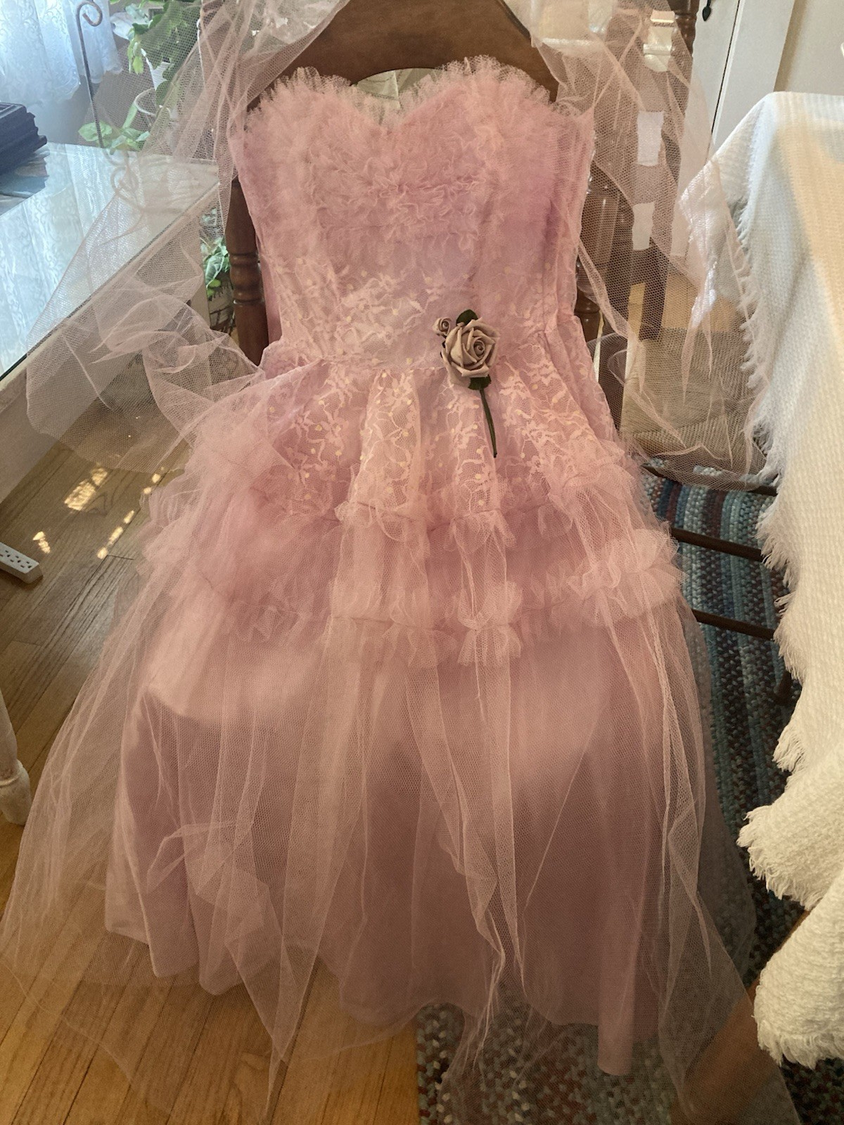 1950s Pink Tooled Dress