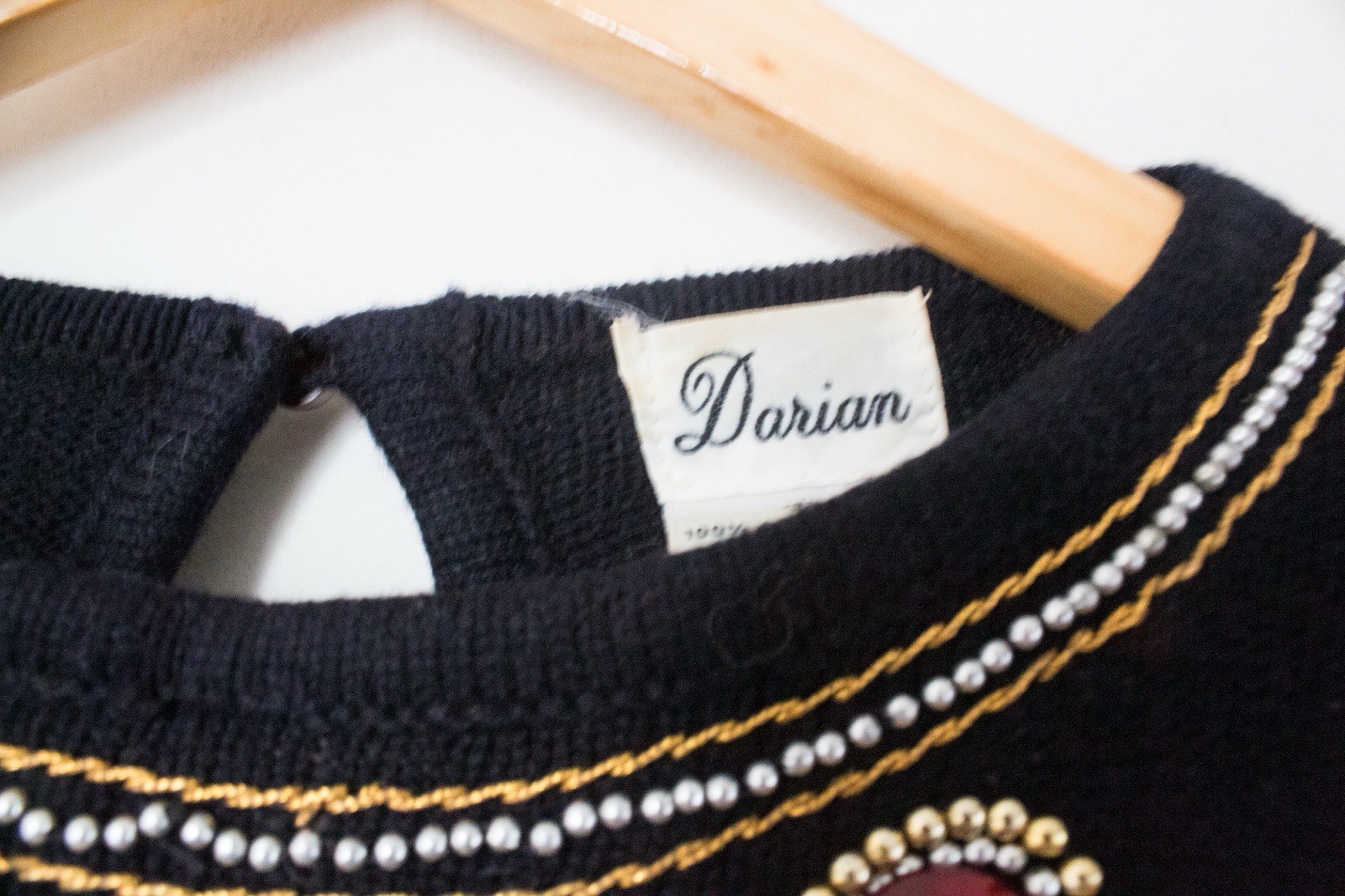 Darian | Vintage 80’s Black Jeweled Long Sleeved Sweater Dress | Size Medium