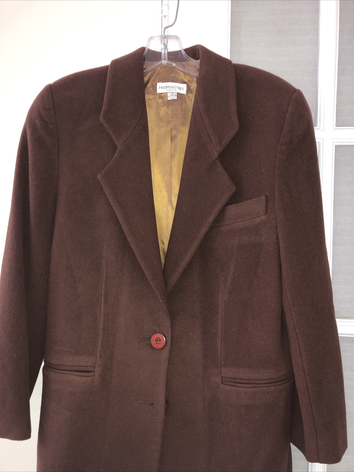 Henri Bendel Jacket Blazer Size 2 Brown Wool Blend Two Button Style NEW VINTAGE