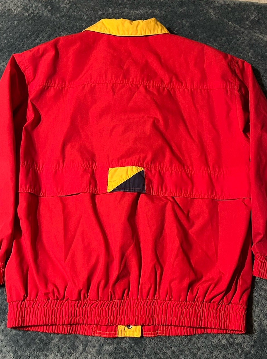 Vintage Izzi Jacket Coat Colorblock Red Yellow Blue Women’s Large Windbreaker