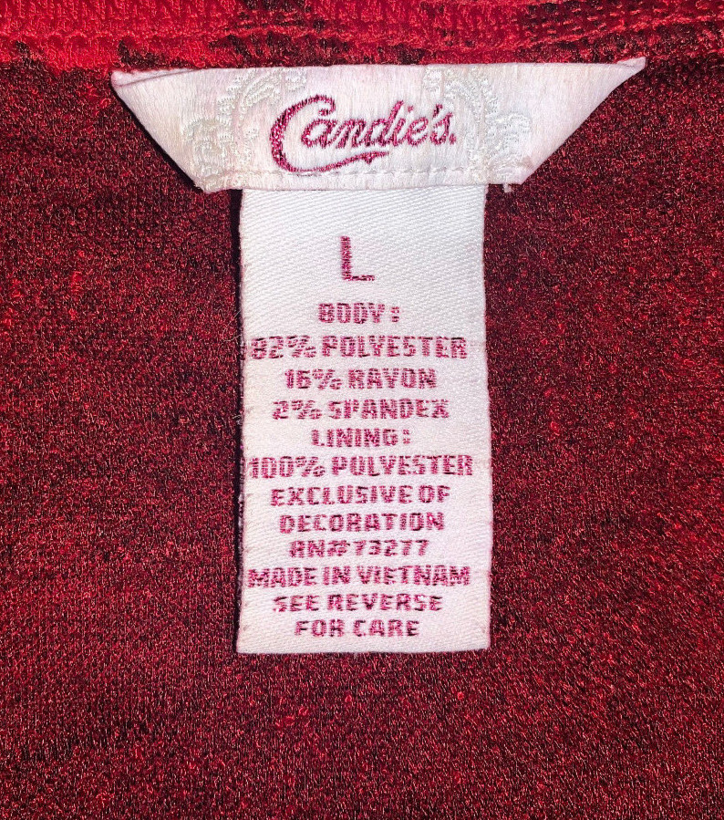 Vtg Dress Sexy Red Black Y2K Body Con Spandex Textured Brocade Candie’s M/L
