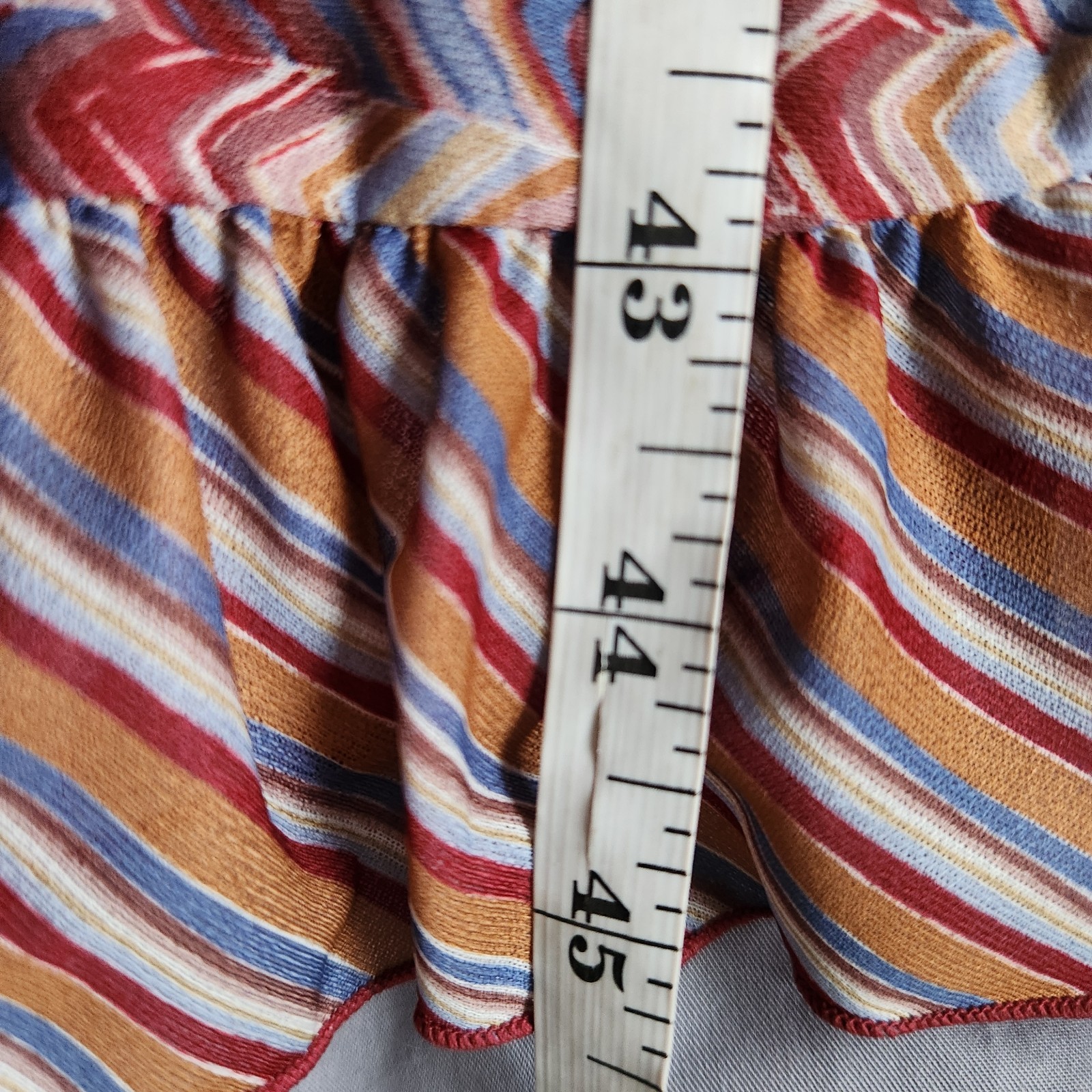 Vintage Strait Line Dress Rockabilly Chevron Striped Multicolor Sheer Ruffle