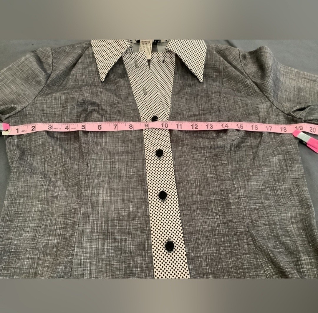 VTG 50’s Fred Rothschild Gray Heathered Collared Dress Button Up Women’s Large
